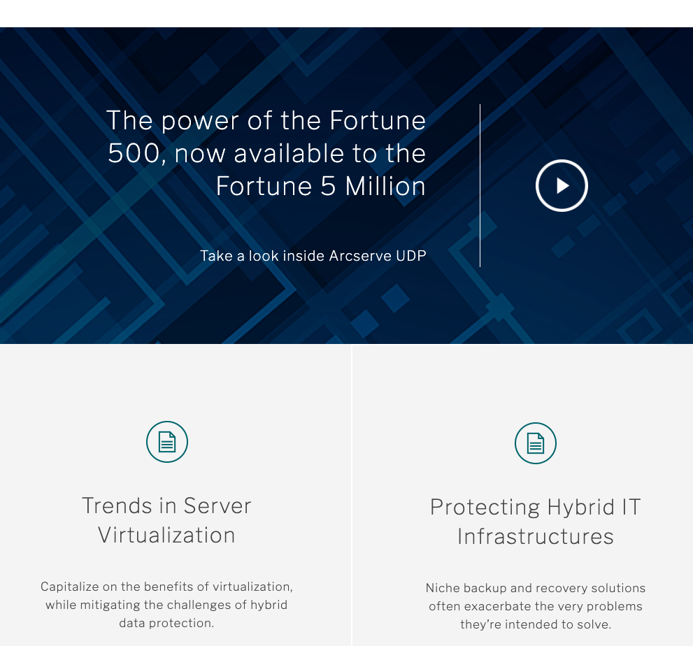 arcserve.com screenshot